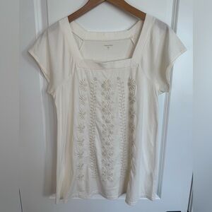Embroidered Cream Top